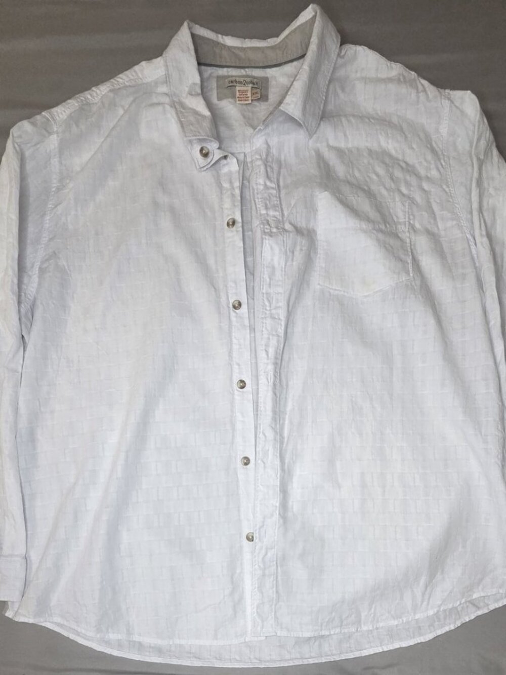 carbon2cobalt XXL White Textured Cotton Button Down
